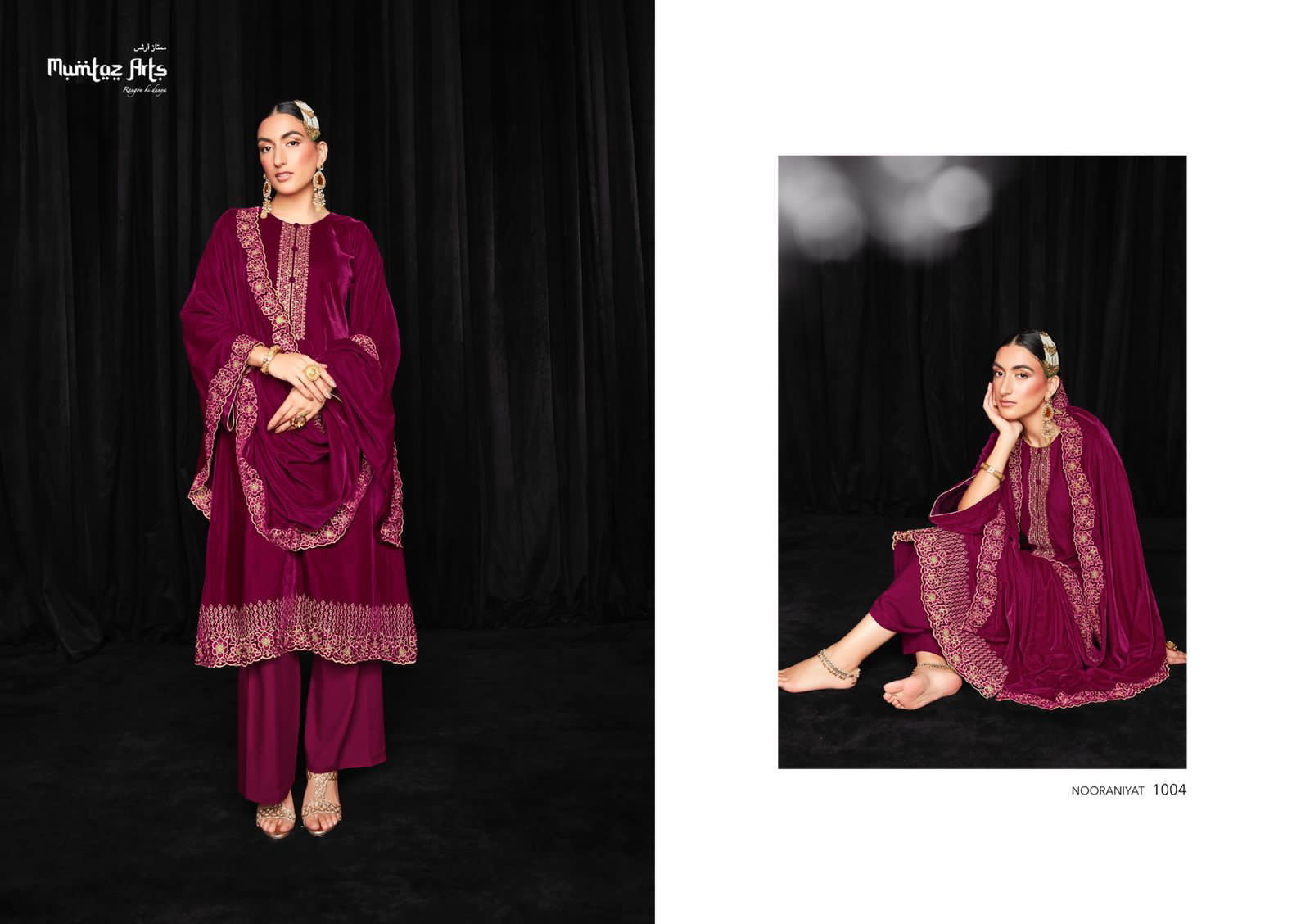 Mumtaz Nooraniyat Fancy Festive Wear Embroidery Velvet Dress Collection